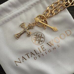 Natalie Wood Designs Gold Chain Cross Pendant Necklace | New